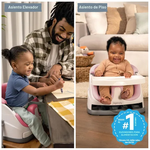 Miniatura 2 de Ingenuity Asiento con base para bebé 2 en 1 con bandeja auto-guardable para alimentación y piso - Peonía