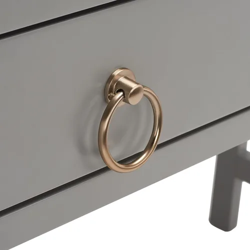 Miniatura 5 de SAFAVIEH Muebles - Escritorio Esther con 2 cajones, color gris, madera maciza, diseño de herrajes dorados glamorosos, ideal para oficina en casa