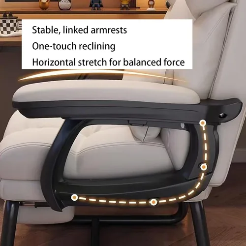 Miniatura 7 de Silla de oficina de piel sintética suave gruesa con almohada lumbar de espuma viscoelástica y reposapiés oculto. Puedes acostarte con un clic