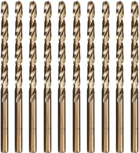 Juego de 10 brocas de acero cobalto M35 para metalurgia, tamaño de 11/64 pulgadas, flauta de doble torsión, punta dividida de 135°, vástago