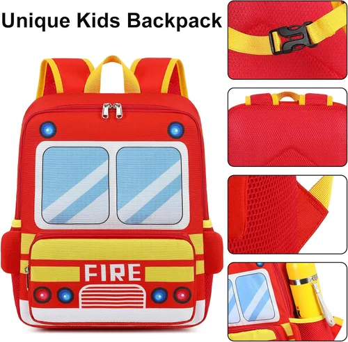 Miniatura 4 de Mochila para niños pequeños, preescolar, autobús, bolsa de libros 3D para jardín de infantes con lonchera aislante