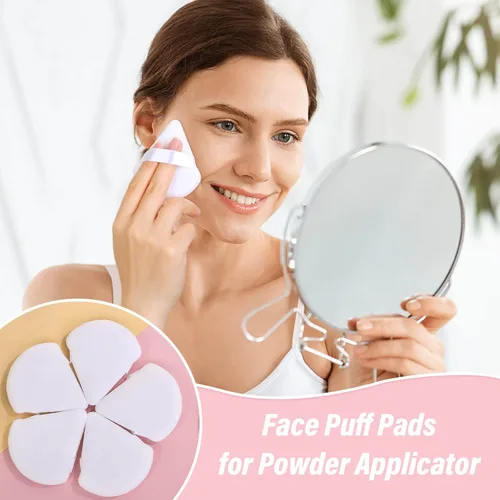 Miniatura 6 de Thrilez 20 piezas Borla de Polvo Triangular, Borlas de Polvo Suelto Borlas de Maquillaje para Polvo Facial, Borla de Polvo Fijador para Maquillaje