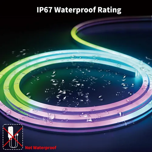 Miniatura 5 de Tira de luces LED RGBIC de 26 pies, luces LED con control remoto RF y aplicación, flexible, impermeable IP67 para exteriores, sincronización