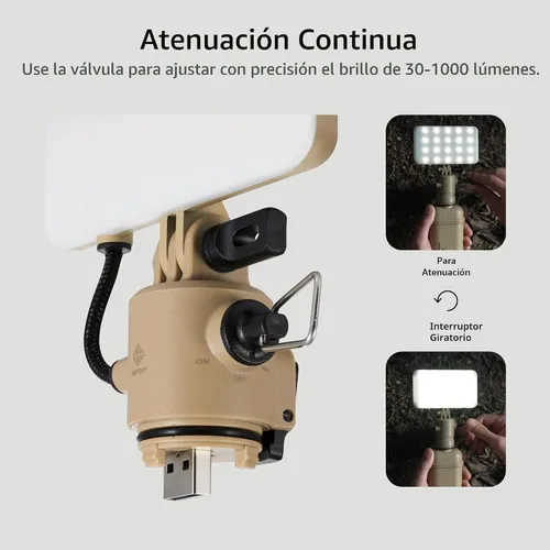 Miniatura 6 de ELECOM NESTOUT - Linterna de panel LED para acampar al aire libre con mini trípode, luz LED regulable alimentada por USB, resistente al agua y polvo