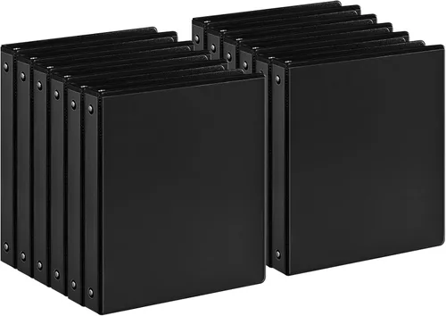 Miniatura 8 de SUIN Paquete de 12 carpetas de 3 anillos de 1 pulgada, carpetas duraderas de 1 pulgada con carpeta de anillos Roung, gran capacidad de 200 hojas, se