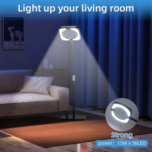 Miniatura 4 de Lupa de piso grande 10X con luz y soporte, 56 LED flexible de cuello de cisne, lupas iluminadas manos libres para trabajo cercano, costura