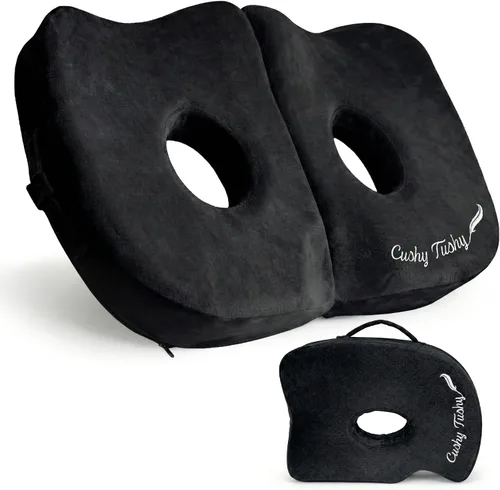 Cushy Tushy Cojín de asiento | Cojín plegable de alta calidad para aliviar la presión, cadera, isquiotibiales y ciática comodidad | Almohada de
