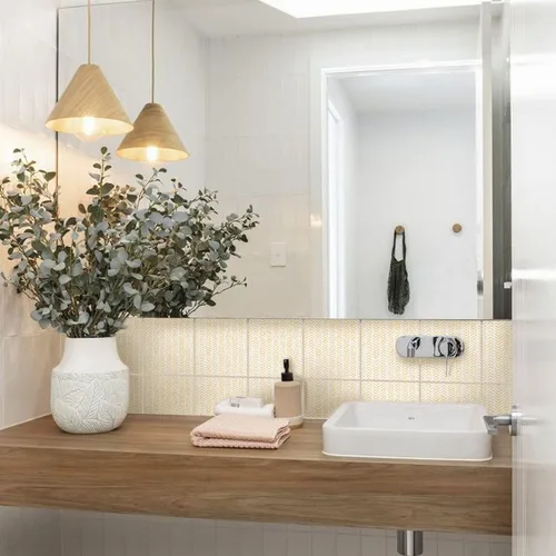 Miniatura 10 de Adhesivos de vinilo para azulejos de pared autoadhesivos, calcomanías impermeables para decoración de cocina, baño, línea ondulada de abulón, 6 x 6