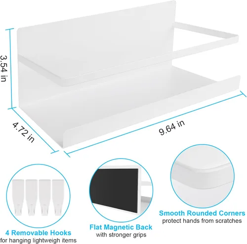 Miniatura 4 de Estante magnético para especias para refrigerador, paquete de 2 estantes magnéticos para frascos de especias, estantes magnéticos, soporte
