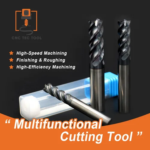 Miniatura 4 de 1/8" 3/16" 1/4" 5/16" 3/8" (juego de 5 piezas) 4 flautas cuadrado 45° molino de extremo de carburo helicoidal AlTiCrN Juegos de brocas de fresado <