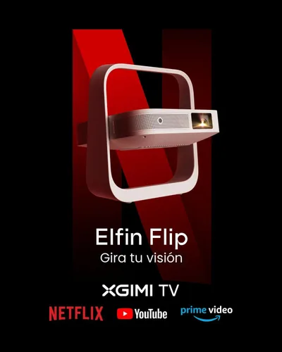 Miniatura 2 de XGIMI Elfin Flip Proyector Portátil, Proyector al Aire Libre de Resolución 1080P, Licencia de Netflix, Soporte Ajustable Incorporado, Diseño Ligero
