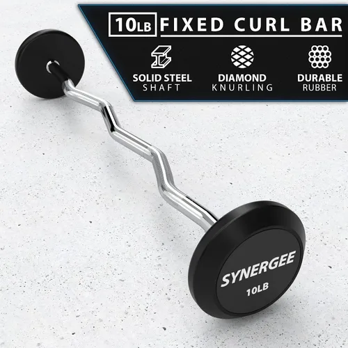 Miniatura 2 de Synergee Barra Fija Easy Curl Barra de Acero Curvada Pre-Ponderada con Pesas de Goma - Peso Fijo