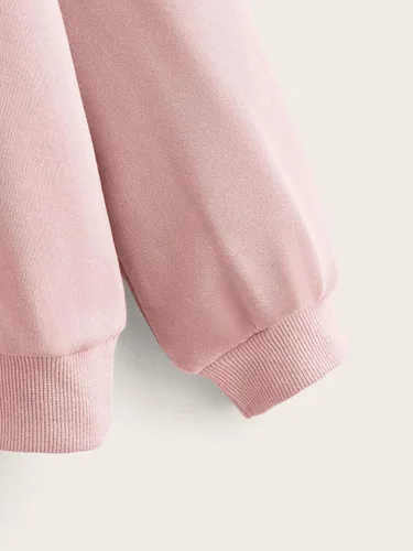 Miniatura 5 de Floerns Sudadera con capucha de manga larga con estampado gráfico de corazón para niñas