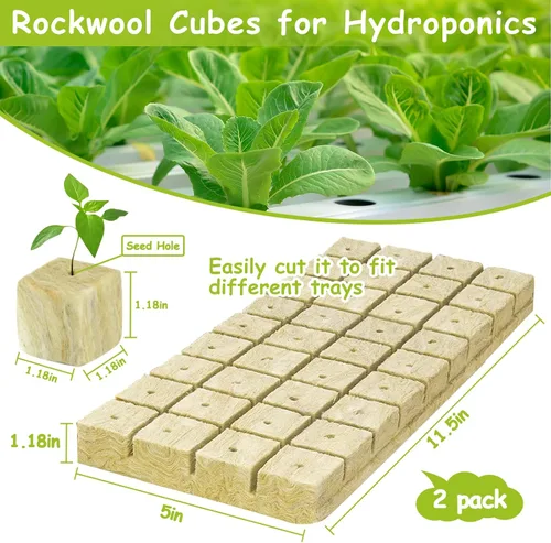Miniatura 2 de Legigo Cubos de lana de roca de 1.2 pulgadas para hidroponía, cubos de cultivo para plantación de lana de roca para torre hidropónica, jardín, 2