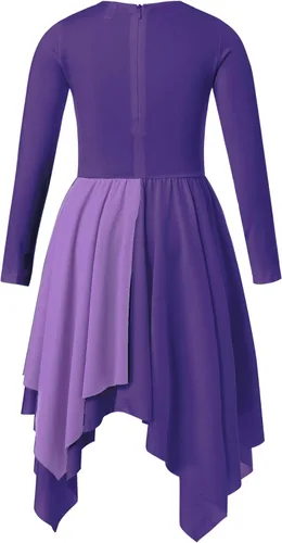 Miniatura 10 de CHICTRY Vestido de baile lírico sin mangas asimétrico para niñas, disfraz de adoración litúrgica contemporánea