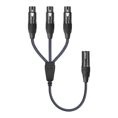 Miniatura 10 de Cable divisor en Y de 3 pines XLR hembra a 3 machos, cable divisor XLR de 3 vías, equilibrio de 1 hembra a 3 macho, cable de audio para micrófono