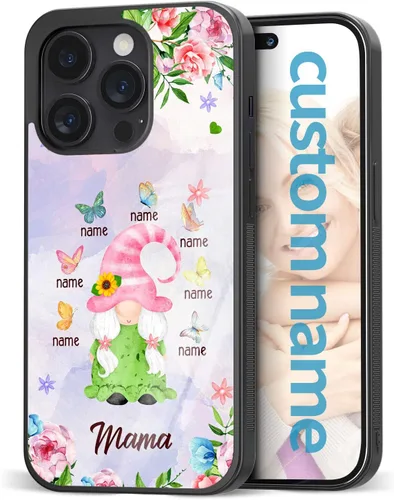Fundas para teléfono con nombre, diseño de flores rosadas y mariposas, para el Día de la Madre para iPhone 6 7 8 11 12 13 14 15 16 17 Pro Max Plus