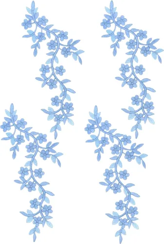 Miniatura 14 de 4 unidades de parche largo de 10x5 pulgadas con diseño de enredadera de flores y hojas, parche termotransferible bordado para prendas, cortinas