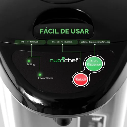 Miniatura 6 de NutriChef Olla de urna de agua caliente aislada de acero inoxidable, dispensador automático y manual, caldera automática, cierre de bloqueo