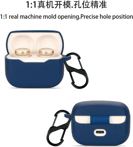 Miniatura 5 de DAYJOY - Juego de 2 fundas protectoras de silicona suave compatibles con auriculares Edifier TWS5 Pro, funda protectora con llavero (negro y azul)