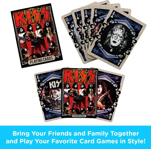 Miniatura 2 de AQUARIUS KISS - Naipes de tamaño estándar, baraja temática con 52 diseños únicos de bandas de rock, regalo de mercancía coleccionable