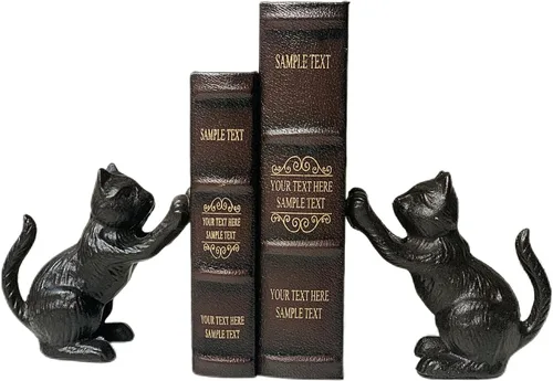 Miniatura 8 de Sujetalibros decorativos para estantes, de hierro fundido resistente para libros pesados, sujetalibros únicos y bonitos para decoración de hogar