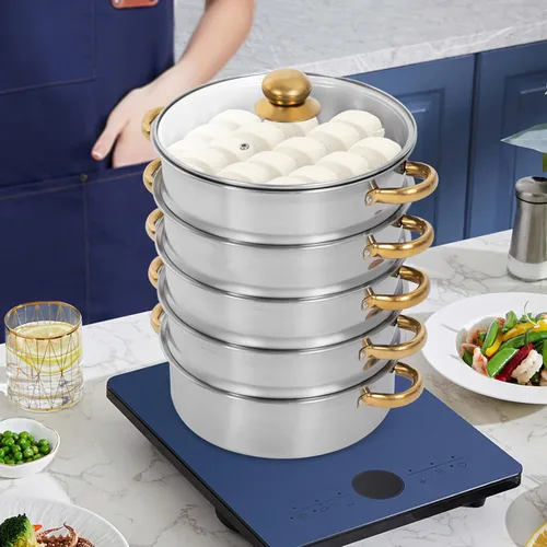 Miniatura 2 de Ollas de vapor de acero inoxidable, antiadherentes para carne y verduras, olla de vapor de cocina, olla de vapor para albóndigas, utensilios de 5