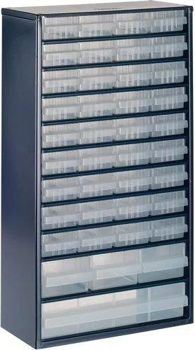 Miniatura 11 de Raaco Gabinete de almacenamiento de acero, compacto de 30 cajones, cajón de plástico de polipropileno transparente, organizador de piezas pequeñas
