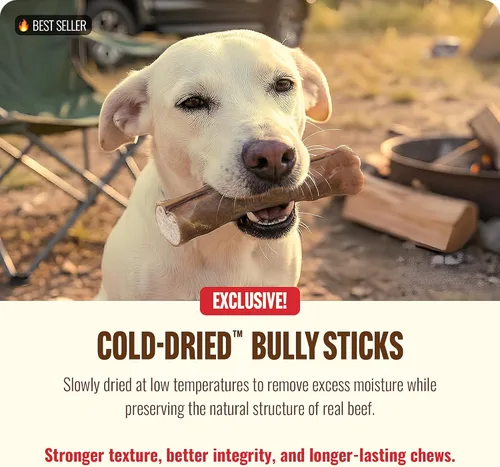 Miniatura 3 de Natural Farm Cold-Dried™ Bully Sticks de 6 pulgadas (5 unidades) - Masticables para perros sin olor, con alto contenido de proteínas, 100% carne