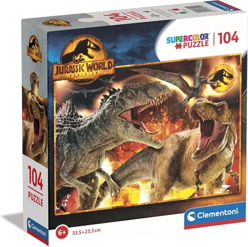 Clementoni Supercolor Jurassic World Dominion 80512 - Rompecabezas de 104 piezas para niños de 6 años, fabricado en Italia, multicolor
