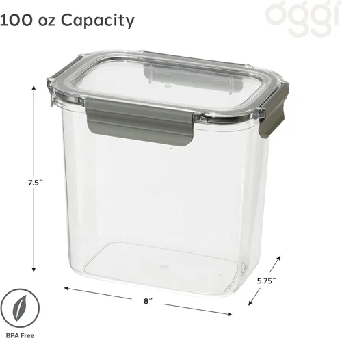 Miniatura 6 de Oggi Clarity - Contenedor hermético para almacenamiento de alimentos a prueba de fugas, ultra transparente, sin BPA, recipiente sellable con tapa