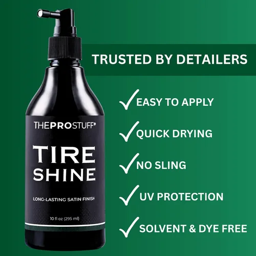 Miniatura 7 de The Pro Stuff® Tire Shine - Abrillantador de neumáticos satinado para acabado negro profundo Sin salpicaduras, secado rápido, sin disolventes