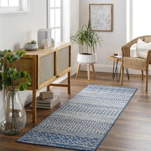 Miniatura 55 de Livabliss Alfombras de Área - Alfombra Chester Boho Marroquí Negra de 2x16 para Sala de Estar y Dormitorio - Alfombra Geométrica Blanca y Gris