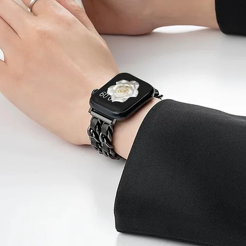 Miniatura 4 de Correa de metal compatible con Moto Watch 120, 0.78 pulgadas, 0.86 pulgadas, 0.86 pulgadas, correa de metal de liberación rápida con cuero
