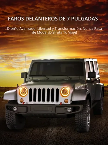 Miniatura 2 de UNI-SHINE J003T - Par de faros delanteros led de 7 pulgadas, color ámbar y blanco, ojos de ángel, homologado por DOT y E-Mark, haz de luz alta