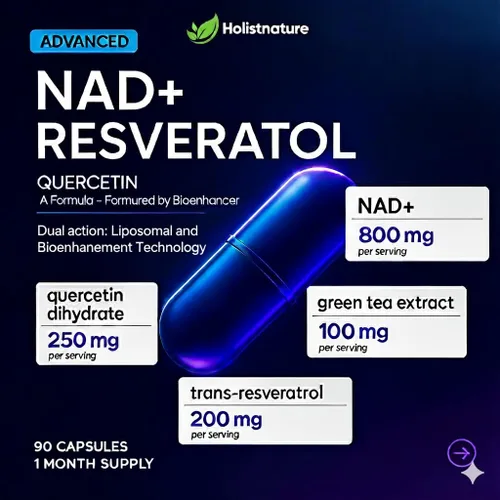 Miniatura 4 de Suplemento NAD+, 1,360 mg de fuerza máxima liposomal Resveratrol, quercetina, té verde Energía celular y envejecimiento saludable para hombres