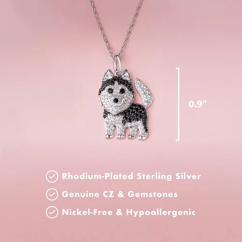 Miniatura 4 de SCAMPER & CO Collar con colgante de raza de perro para mujeres y niñas, dije de cachorro de piedra preciosa auténtica y circonita cúbica, regalo