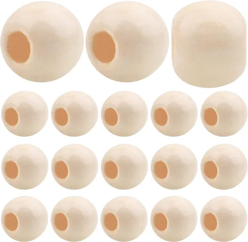 Aylifu 300 cuentas espaciadoras de madera redondas naturales europeas con agujero grande para el cabello, cuentas trenzadas para peinado,