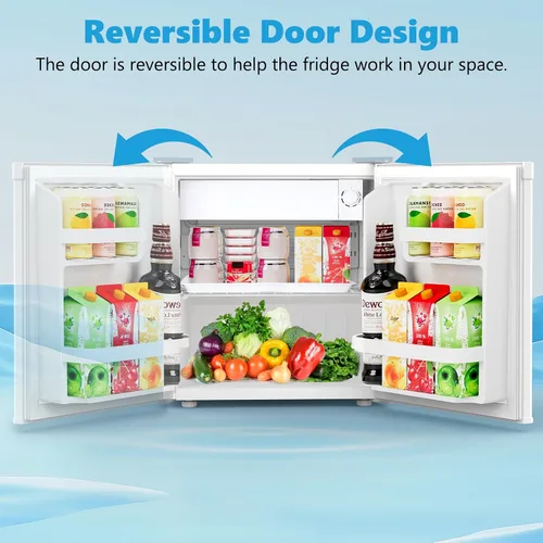 Miniatura 4 de Electactic Mini refrigerador de 1.6 pies cúbicos con congelador, refrigerador compacto de una sola puerta reversible, termostato ajustable, ultra