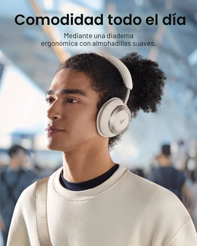 Miniatura 6 de Soundcore Space One Pro, auriculares supraaurales FlexiCurve, auriculares con cancelación activa de ruido adaptativa impulsados por 6 micrófonos