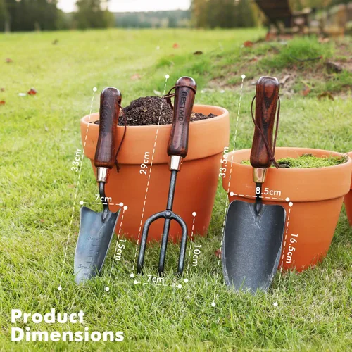 Miniatura 7 de RESTMO Kit de herramientas de jardinería 3 en 1, herramientas de mano de jardín de acero al carbono de alta calidad con mango de madera ergonómico