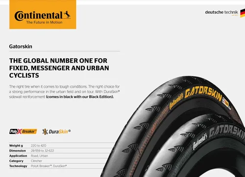 Miniatura 2 de Continental Gatorskin - Neumático de bicicleta de carretera sin cámara con cuentas de alambre, neumático urbano y de turismo resistente