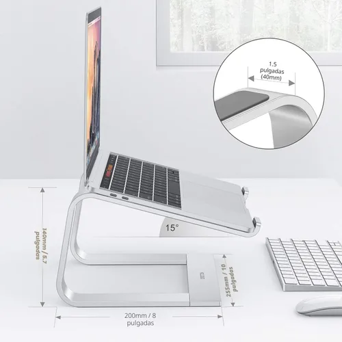 Miniatura 2 de OMOTON - Soporte desmontable de aluminio para laptop en escritorio, compatible con MacBook Air, Pro, Dell, HP, Lenovo y todas las laptops