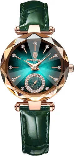 L LAVAREDO Relojes para mujer, relojes para mujer con decoración de cristal, relojes analógicos de cueroacero inoxidable, joyería de estilo vintage