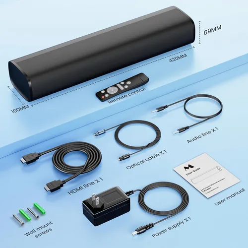 Miniatura 11 de MZEIBO Barra de sonido, barra de sonido de 50 W para Smart TV Bluetooth 5.3 altavoz de 17 pulgadas con ARC/óptica/AUX conexión envolvente para cine