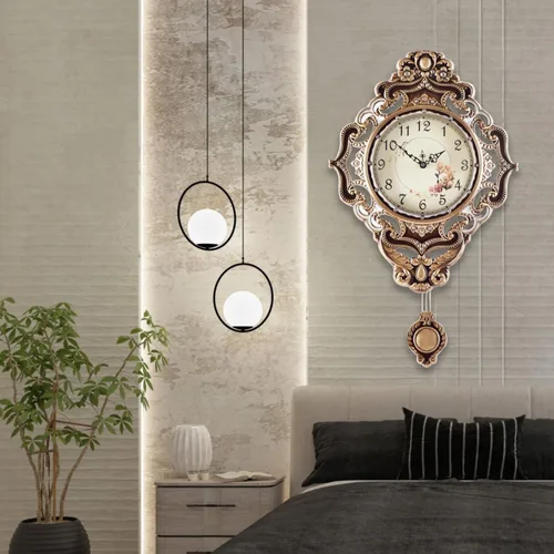 Miniatura 2 de Aero Snail Retro Europeo Reloj de Pared Metal Grande Silencioso Sala Dormitorio Colección Cuarzo Reloj Colgante con Péndulo Móvil Marrón antiguo 14