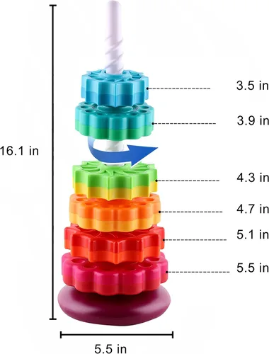 Miniatura 2 de Juguete giratorio para bebés, juguete apilable para bebés y niños pequeños, juguetes educativos de aprendizaje para niños pequeños, juguete de rueda