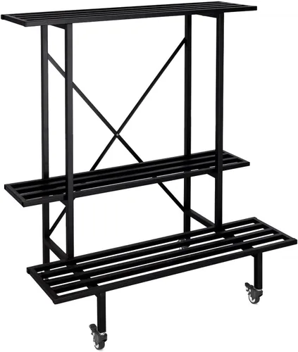 Miniatura 2 de Zhongma Soporte para Plantas de Metal de 3 Niveles de Servicio Pesado con Ruedas, 35.43 L x 17.5 A x 38.6 Al. Soporte para Plantas que Ahorra Espacio