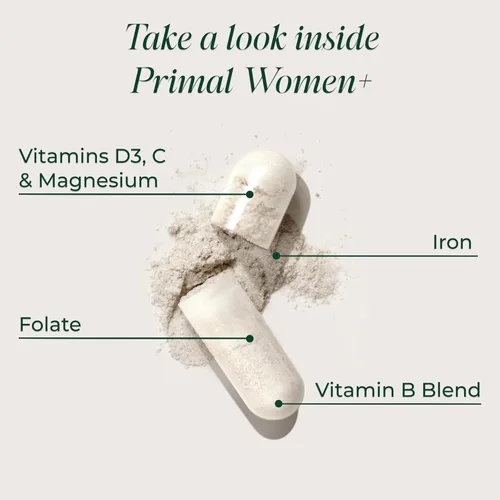 Miniatura 3 de Primal Harvest Women+, Multivitamin para mujer con vitamina A, vitamina C, vitamina D y E, vitamina B12, B6, biotina, suplementos de zinc, 1 paquete