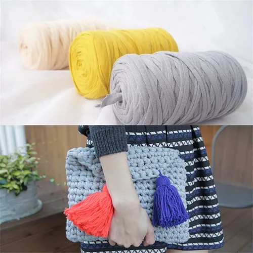 Miniatura 9 de 1 Uds. 8.82 oz 8.1 oz Soild Color Fancy Hilos DIY Bolsa Bolso Alfombra Cojín Algodón Tela Camiseta Hilo Tejer Hilo de Crochet Cesta de Cueva